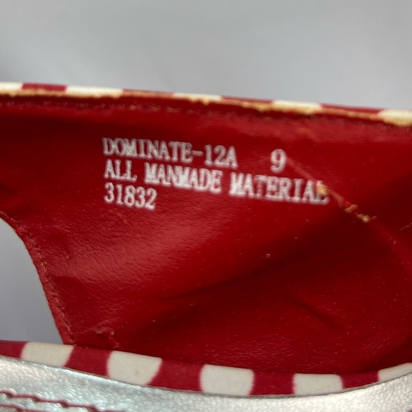 Red and white polka dot Bettie boop rockabilly platform high heeled shoes size 9 - Picture 16 of 17